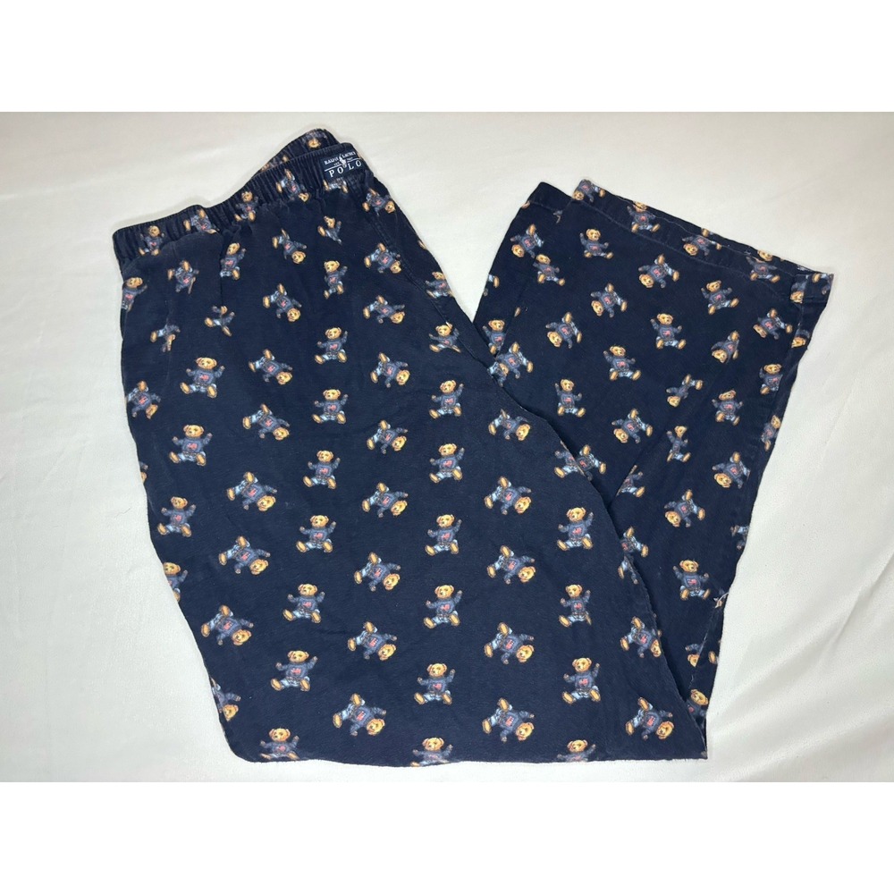 Vintage 90's Polo by Ralph Lauren Polo Bear Underwear Pants Men's Sleepwear Blue